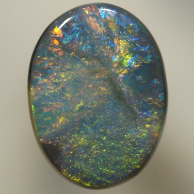 SOLID BLACK OPAL Golden red orange contrasted by turquoise blue. SEE VIDEO